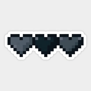 Black Hearts in a Row Pixel Art Sticker